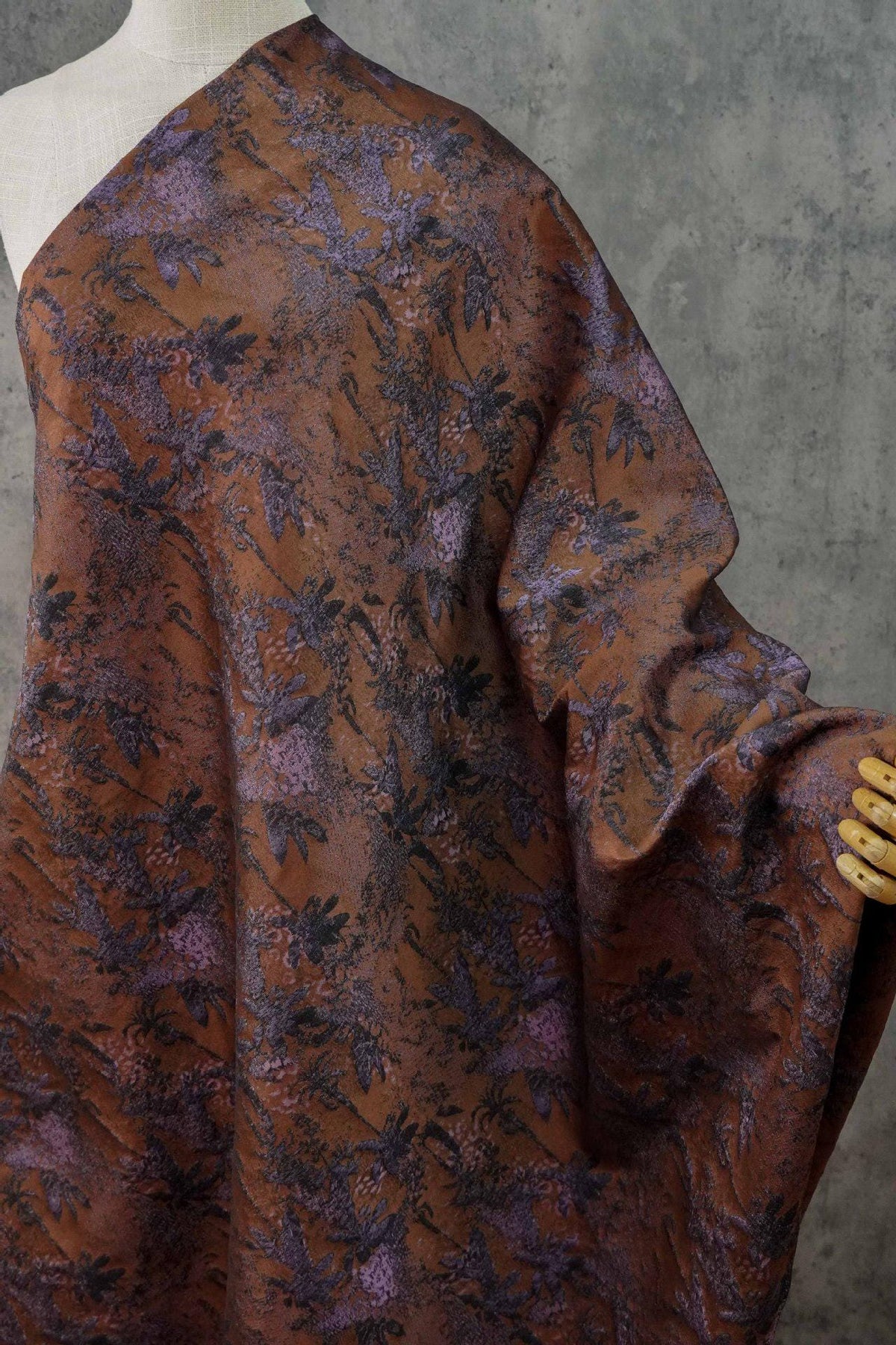 Vintage Embossed Jacquard Fabric ��� Tropical Rainforest Leaf Pattern for Upholstery, Curtains & Clothi"Wide