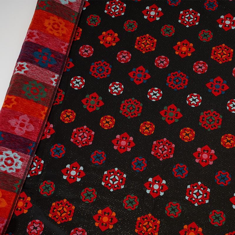 Tissu brocart à motifs floraux : satin jacquard Baoxiang coloré - 150 cm de large