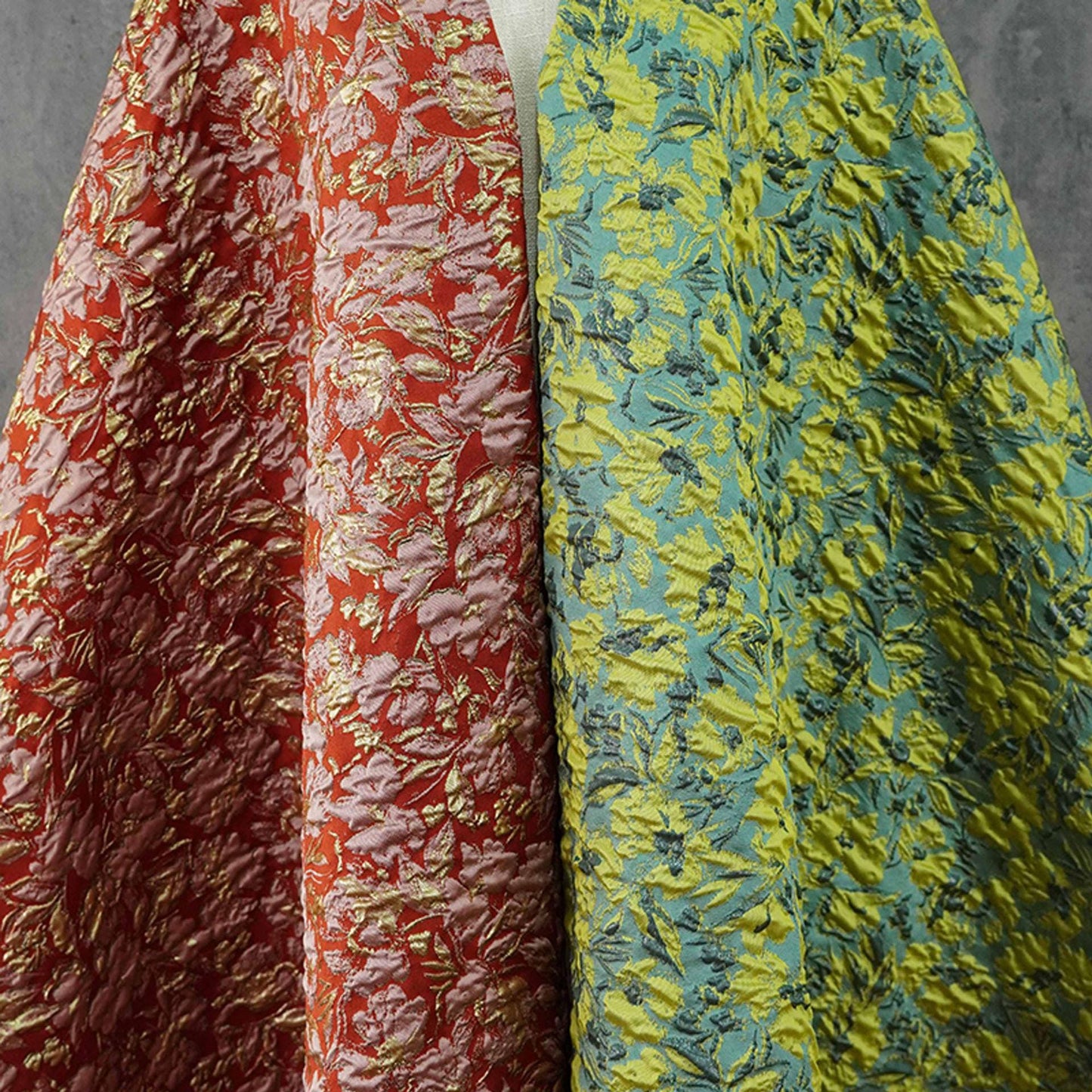 Embossed Floral Jacquard Fabric ��� Gold & Silver Threa" Wide