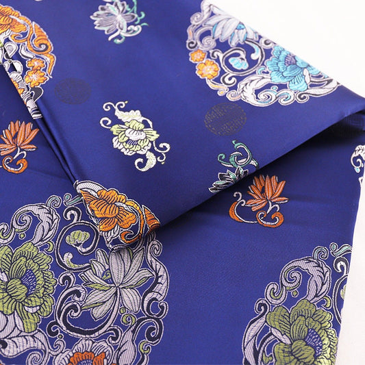 Tissu brocart jacquard à motifs floraux : style sino-mongol, largeur 75 cm