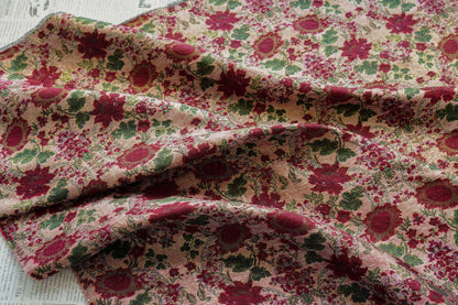 Vintage Floral Brocade Fabric: Gold Thread Embossed Jacquard, Palace Style (58" Wide)