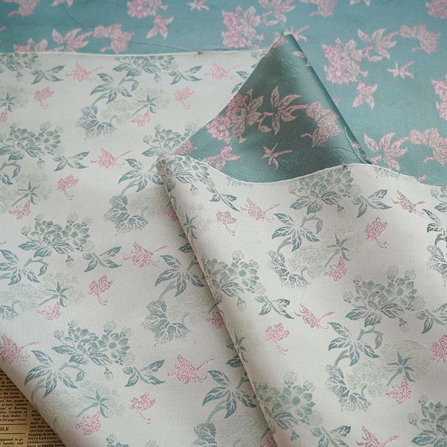 Floral Jacquard Fabric With Gold Thread: 60" Wide, Upholstery & Drapery