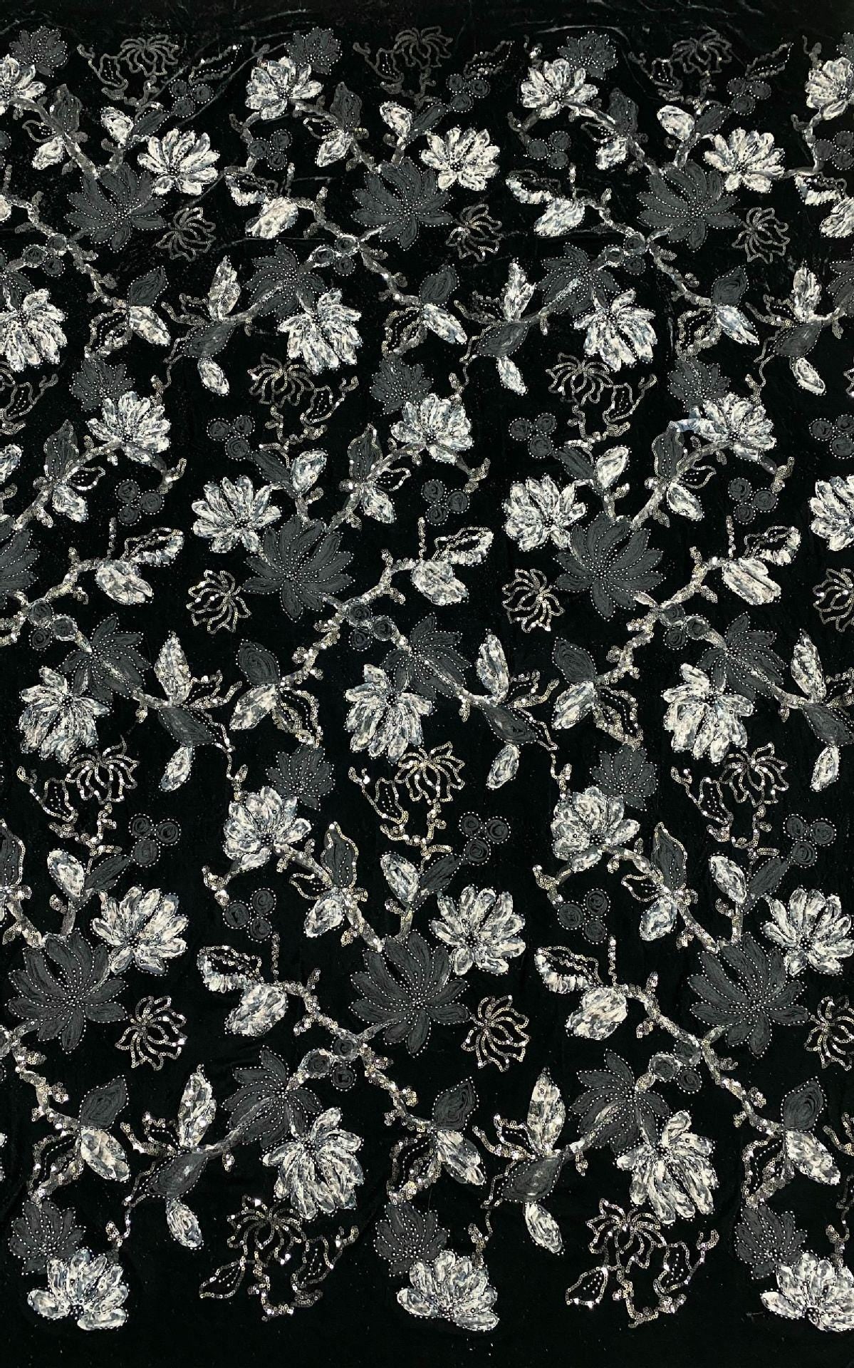 Velvet Lace Trimmed Blazer ��� Beaded Embroidery and Sequins Bridal