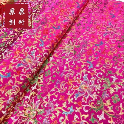 Floral Brocade Fabric: Chinese Leaf Pattern, Upholstery Sewing Material