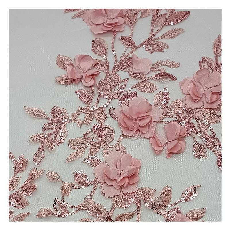 Foil Flower 3D Embroidery Mesh Fabric ��� Bridal Wedding Veil, By Th