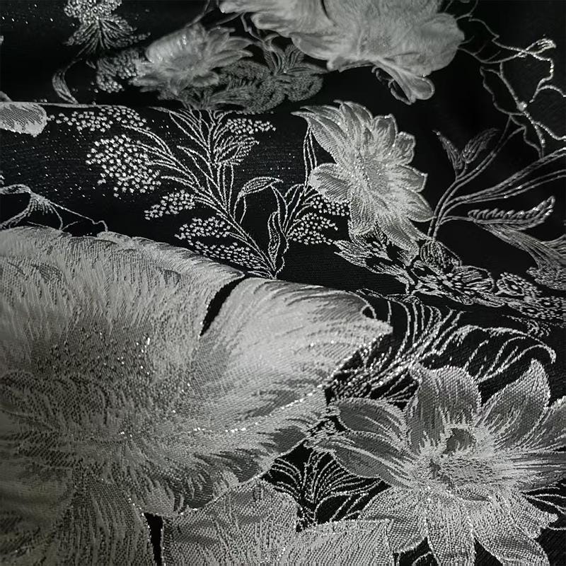 Gold Floral Jacquard Fabric: Metallic Brocade for Sewing - 59" Wide