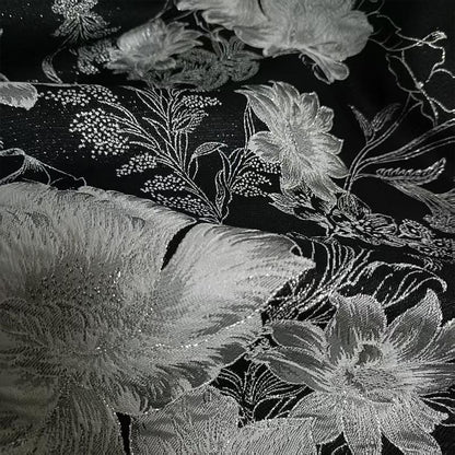 Gold Floral Jacquard Fabric: Metallic Brocade for Sewing - 59" Wide