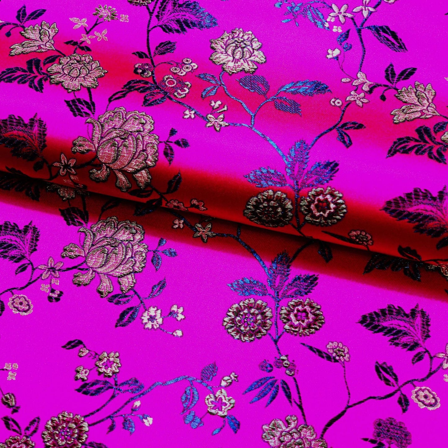 Floral Brocade Fabric: Chinese Ridge Flower Rayon Nylon Blend, 45" Wide