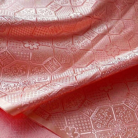 Bao Xianghua Brocade Fabric: Silver Satin, 29.5" Wide, Upholstery & Sewing