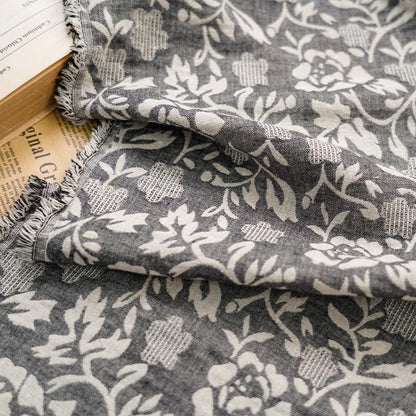 Japanese Floral Cotton Fabric: Blue Kimono Dress Sewing Material