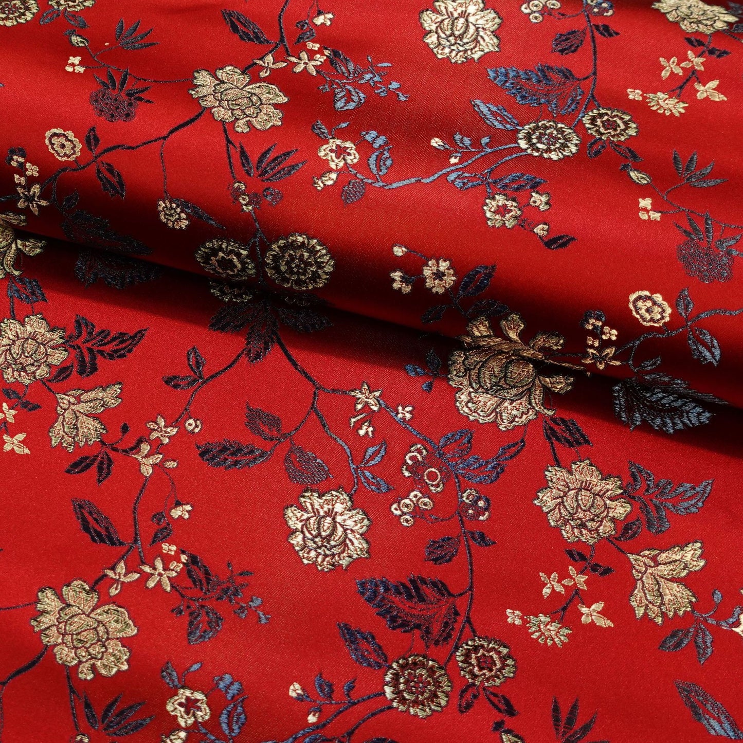 Floral Brocade Fabric: Chinese Ridge Flower Rayon Nylon Blend, 45" Wide