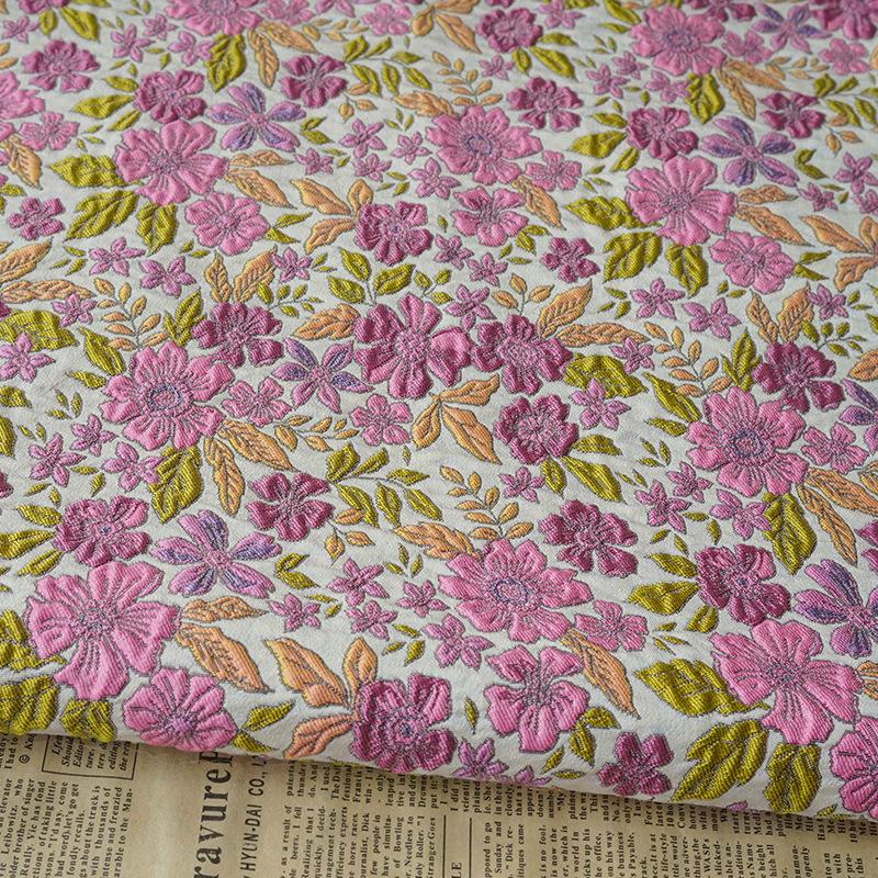 Tissu jacquard à motifs floraux : tissu d'ameublement rétro 3D, tissu pour la confection de robes de bal