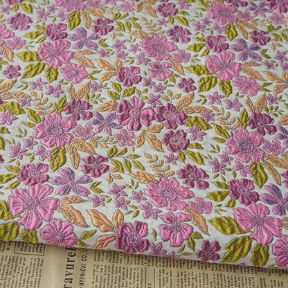 Tissu jacquard à motifs floraux : tissu d'ameublement rétro 3D, tissu pour la confection de robes de bal
