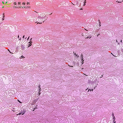 Crane Jacquard Satin Fabric: Gold Bird Brocade, 45"W Home Decor