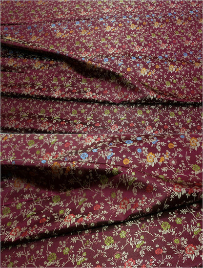 Tissu brocart chinois à motifs floraux : mélange de soie et de rayonne, 89 cm de large