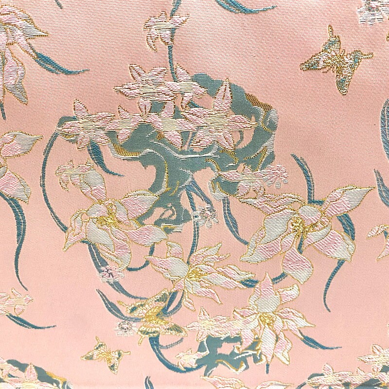 Magnolia Flower Brocade Fabric: 59"W Rayon Damask for Sewing & Upholstery
