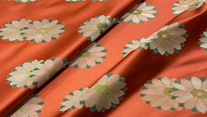 Floral Silk Brocade Fabric: Chinese Cheongsam Qipao Dress Material (29.5" Wide)