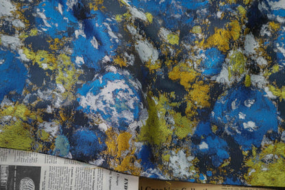 Gold Thread Jacquard Fabric: 3D Oil Painting Texture, 59" Wide - By The Meter