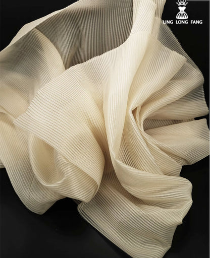 Pleated Crepe Fabric: 59" Wide Polyester Texture for Gowns & Events