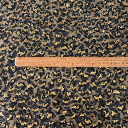Leopard Print Cotton Denim Fabric ��� Sequin Embroider" Wide