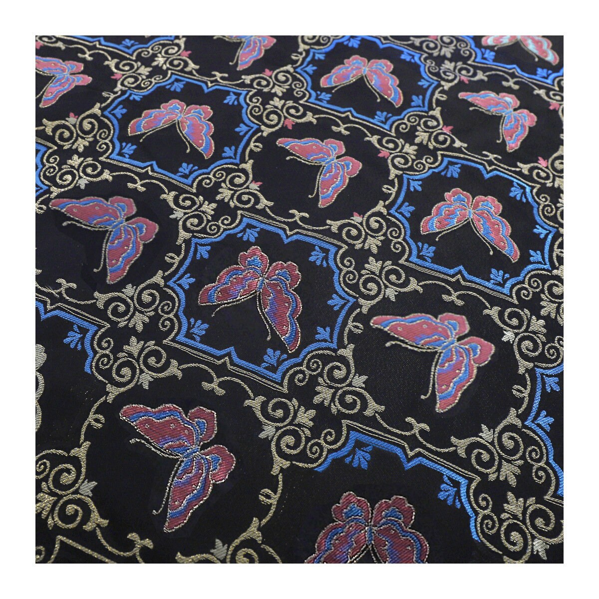 Butterfly Linen Fabric: Dunhuang Fresco Style, 59"W, Upholstery & Sewing