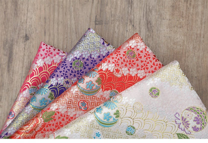Tissu brocart de soie à motif de fleurs de cerisier : tissu de kimono japonais Kinran (largeur 29,5")