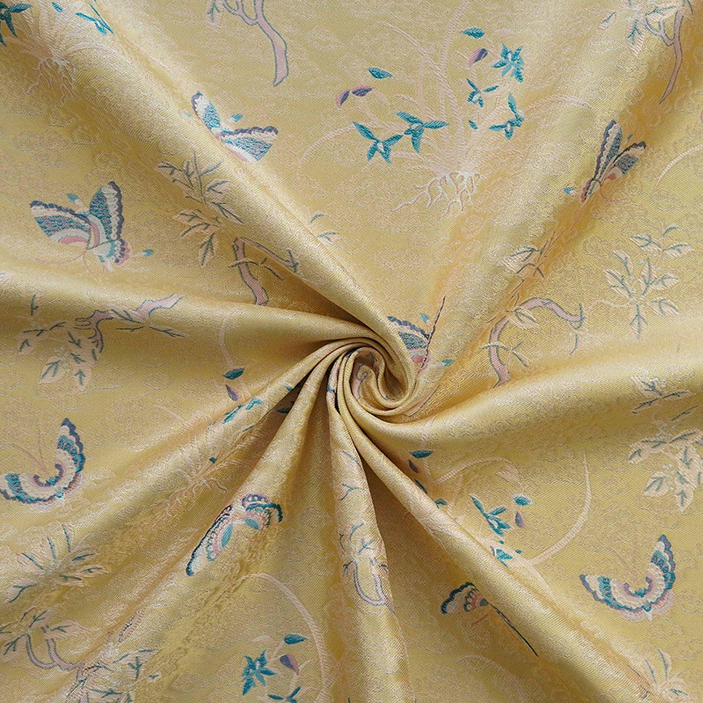 Song Brocade Fabric: Gold Butterfly Jacquard, Cheongsam Sewing Material