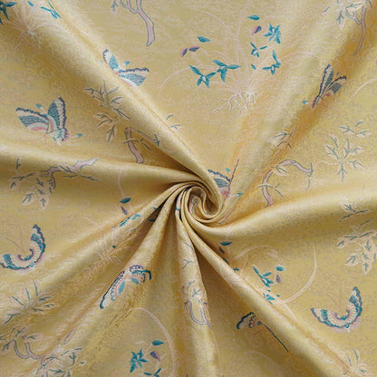 Song Brocade Fabric: Gold Butterfly Jacquard, Cheongsam Sewing Material