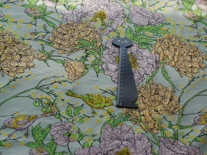 Embossed Jacquard Fabric: 3D Birds and Flowers, 55" Wide