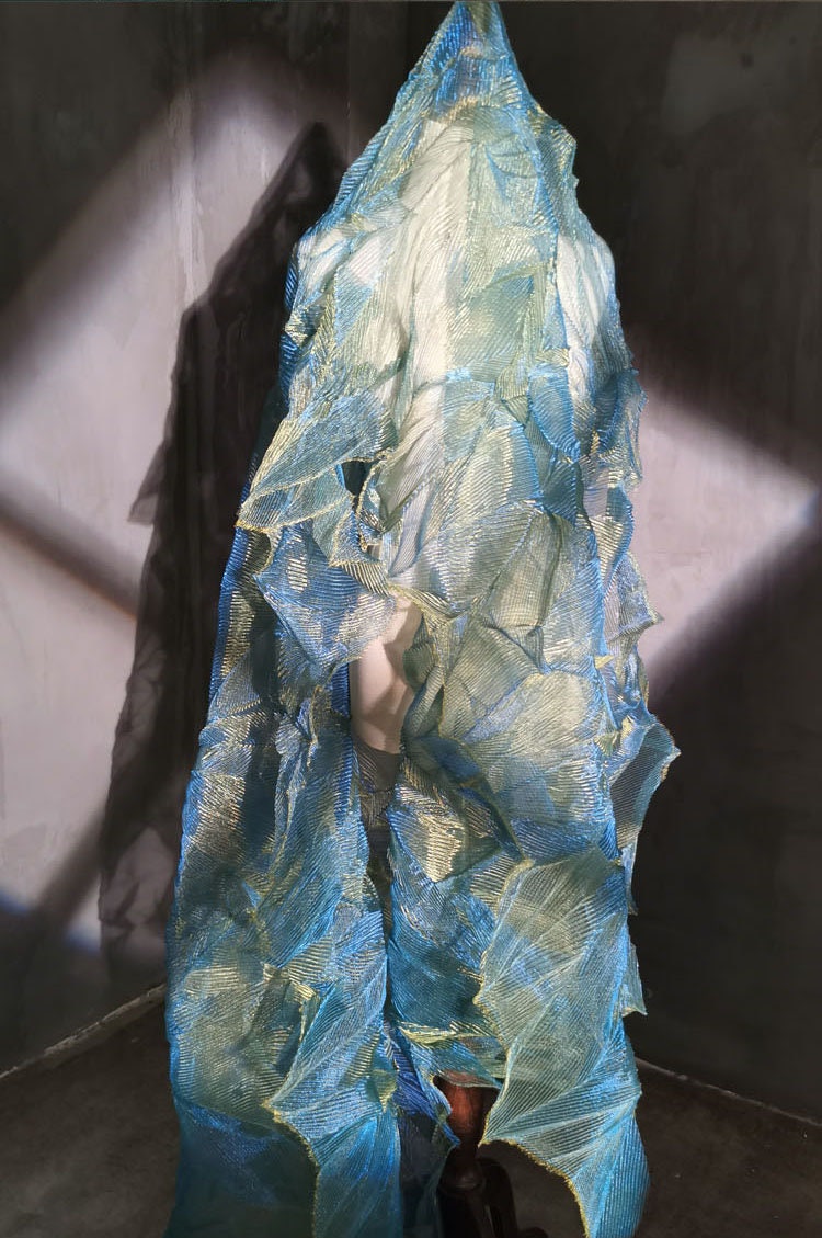 Pleated Crepe Fabric: 57"W Designer Material