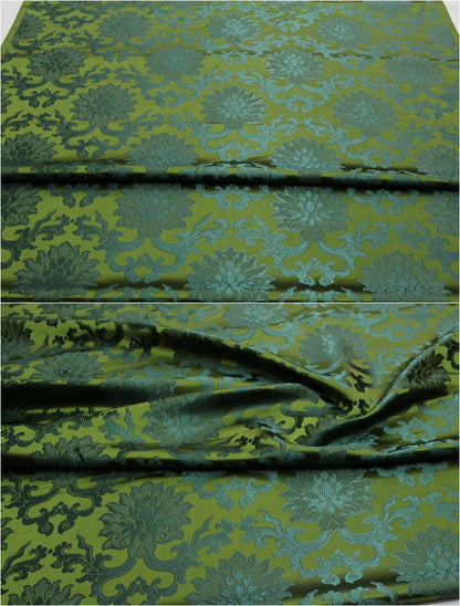 Tissu brocart de soie à motif de fleur de lotus : tapisserie pour coussin Cheongsam (29,5 po L)