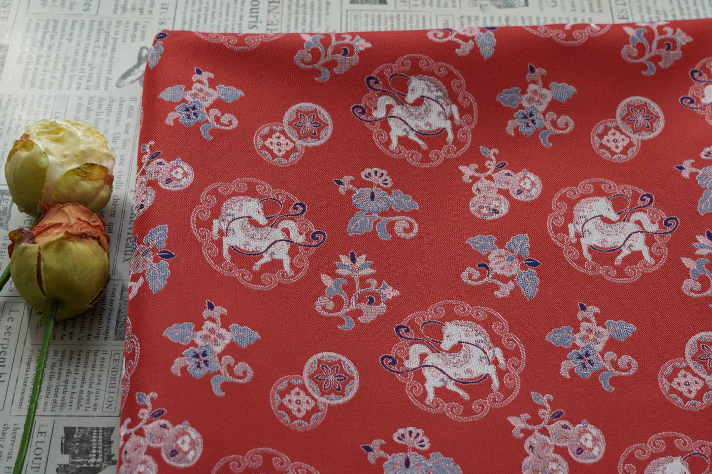 Auspicious Floral Brocade Fabric - Chinese Qipao Cheongsam Material