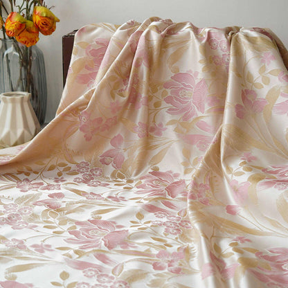 Lotus Brocade Satin Fabric: 60" Wide Chinese Style Sewing Material