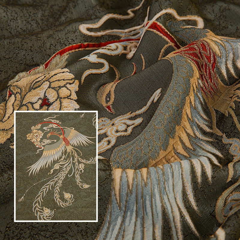 Tissu jacquard Phoenix : ameublement 3D, costumes et décoration - 145 cm de large