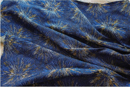 Gold Embroidered Jacquard Fabric: Luxury Floral Upholstery, Costume, Decor
