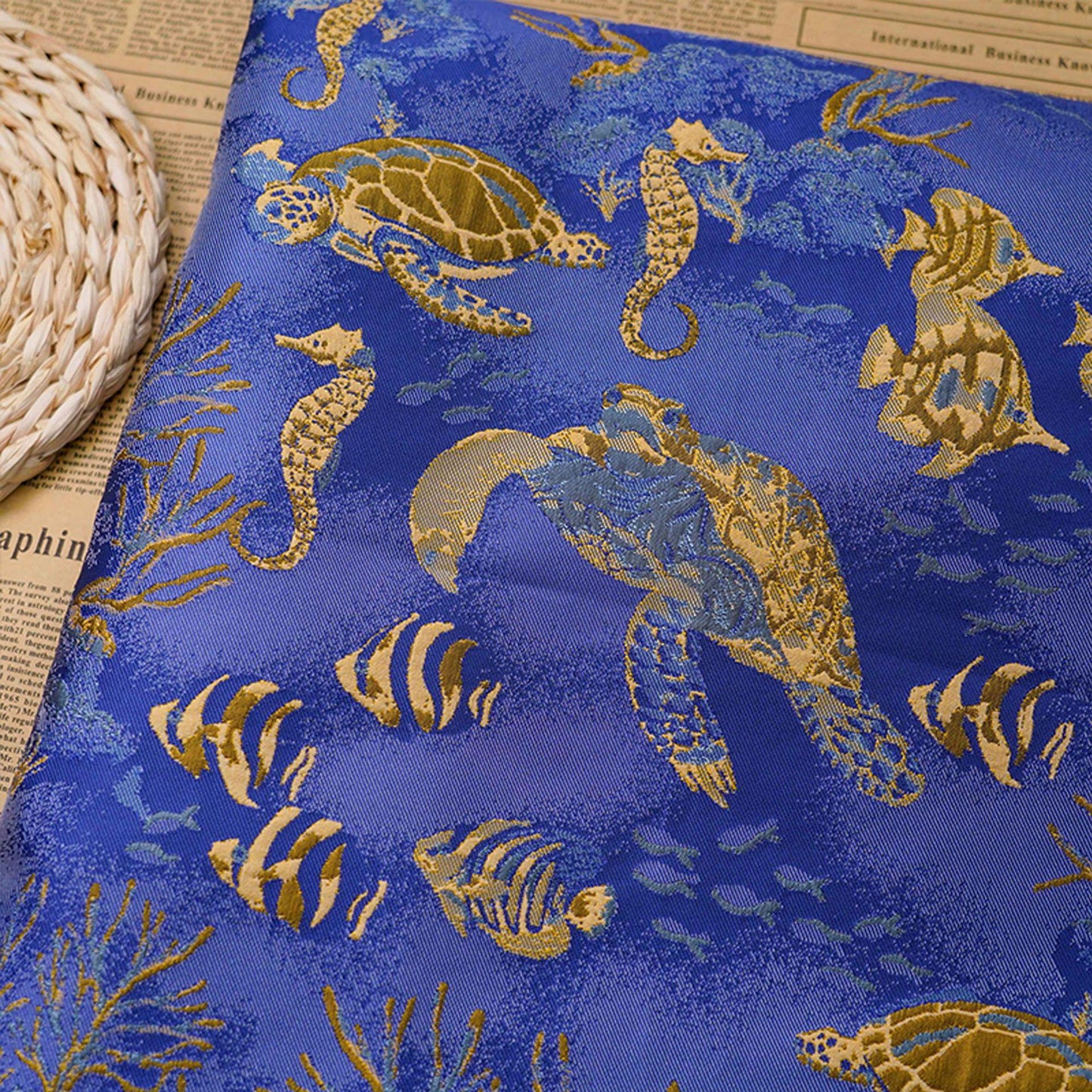 Underwater World Jacquard Fabric: 3D Designer Upholstery, Costume, Decor (55"W)
