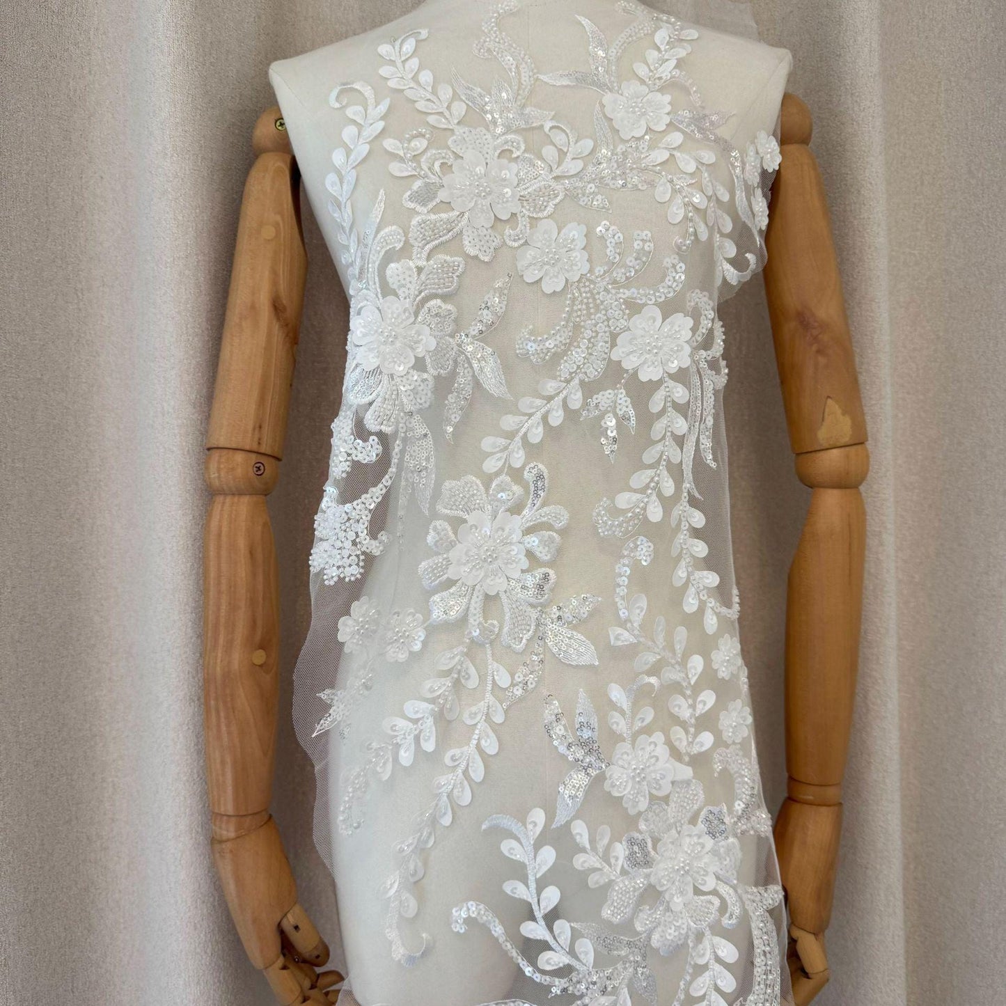 Luxury Sequin & Beaded Embroidery Fabric ��� Bridal Gown Panel for Wedding Dress