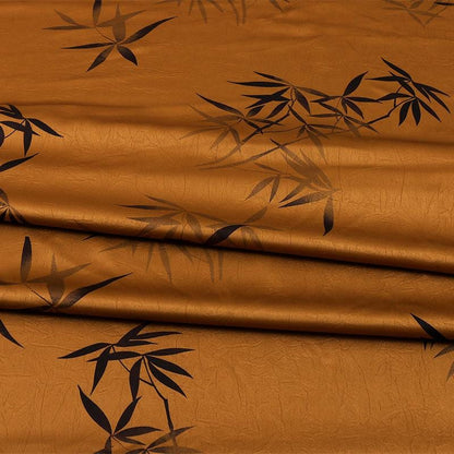 Oriental-Inspired Bamboo Leaf Brocade Fabric with Shimmering Silk-Like Texture, 59"Wide