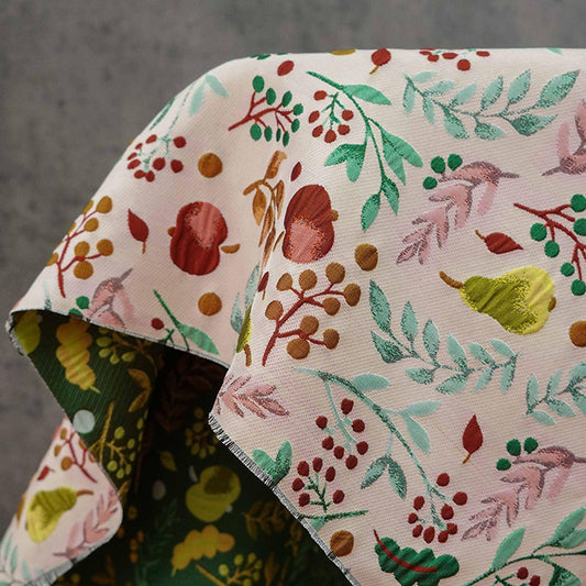 Tissu jacquard à motif de feuilles en relief inspiré de la nature ���� Motif rafraîchissant de feuilles de fruits pour sacs à main et accessoires"Large