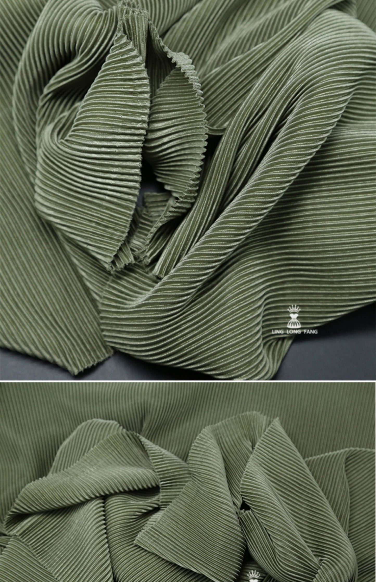 Pleated Striped Satin Fabric: Silky Crinkle Drape, 63" Wide