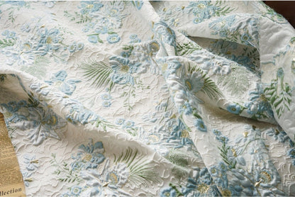 Floral Jacquard Fabric: Gold Thread, 3D Butterfly Texture, 55" Wide