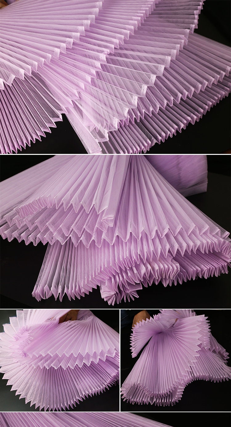 Pleated Hard Yarn Tulle Fabric: 63" Wide Designer Material