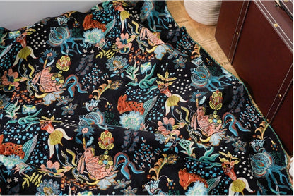 Gold Thread Jacquard Fabric: 3D Floral Upholstery, Quilting - 50"W