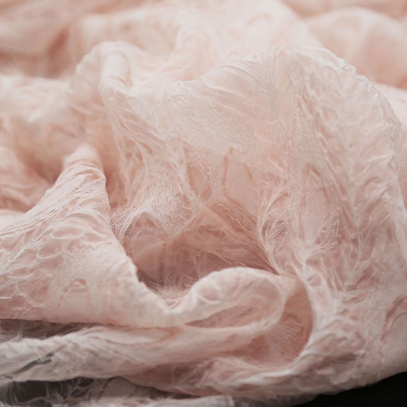 Light Crinkled Chiffon Fabric: 50"W Sheer Wedding & Costume Fabric