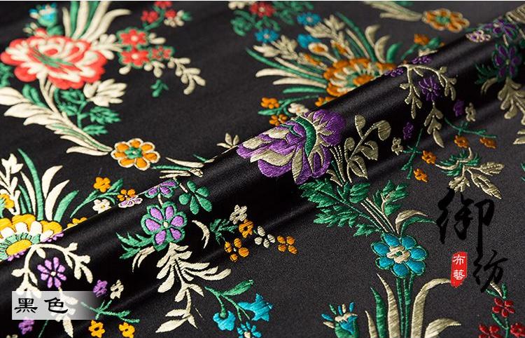 Tissu brocart de soie : motif floral de bégonia, tissu de mariage chinois