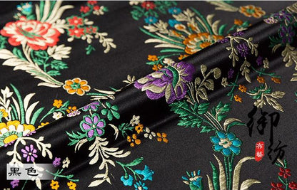 Tissu brocart de soie : motif floral de bégonia, tissu de mariage chinois