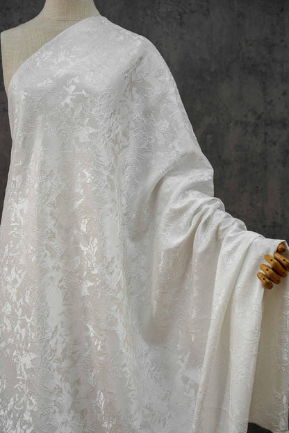Embossed Jacquard Fabric: 3D Texture, Silver Thread Blend - 55" Wide