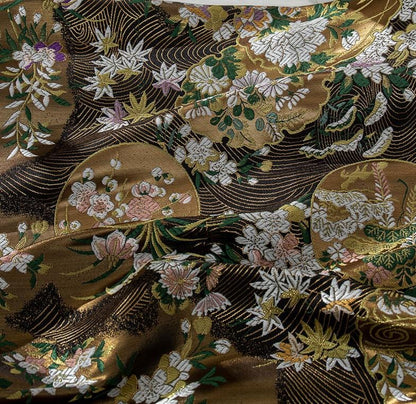 Nishijin Weave Fabric: Japanese Floral Silk Rayon Blend (59"W)