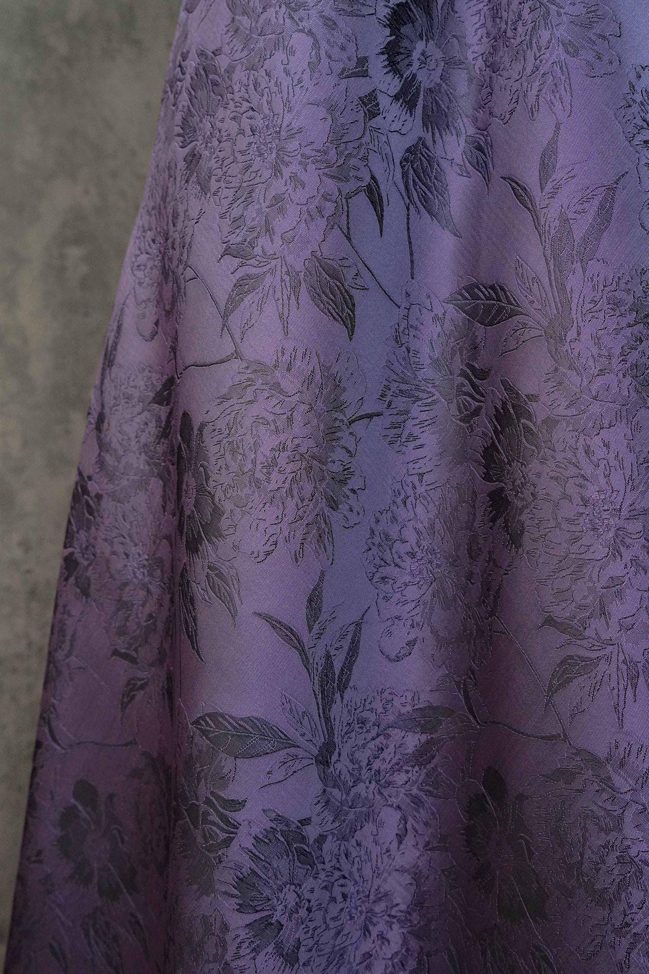 Nishijin Woven Brocade Fabric: Gold Thread Purple Jacquard, 62" Wide - Poppylollipop