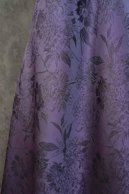 Nishijin Woven Brocade Fabric: Gold Thread Purple Jacquard, 62" Wide - Poppylollipop